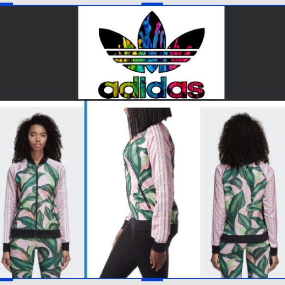 adidas palm leaf pink & green